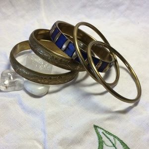 5 vintage brass bangles